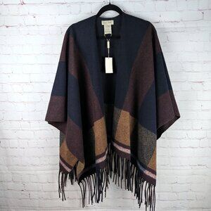 NEW Charlie Paige Striped Wool Poncho - One Size